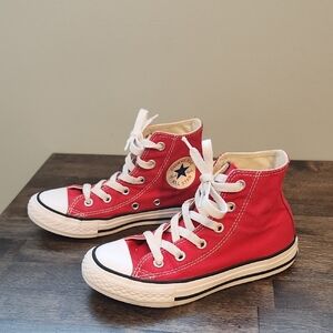 Converse Red High-Top Chuck Taylors Youth Size 12.5